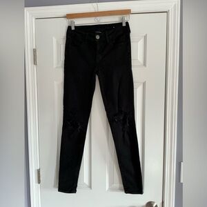 American Eagle Distressed Black Next Level Stretch Skinny Jeans 4 Long